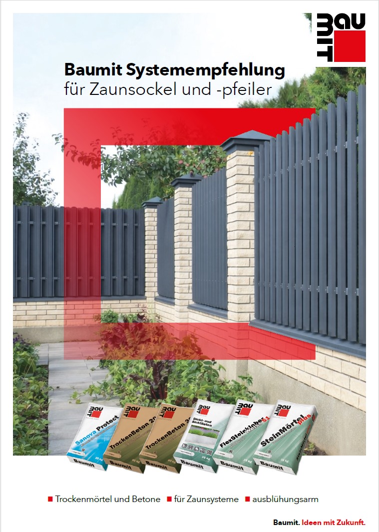 Baumit Systembauweise für Zaunsteine